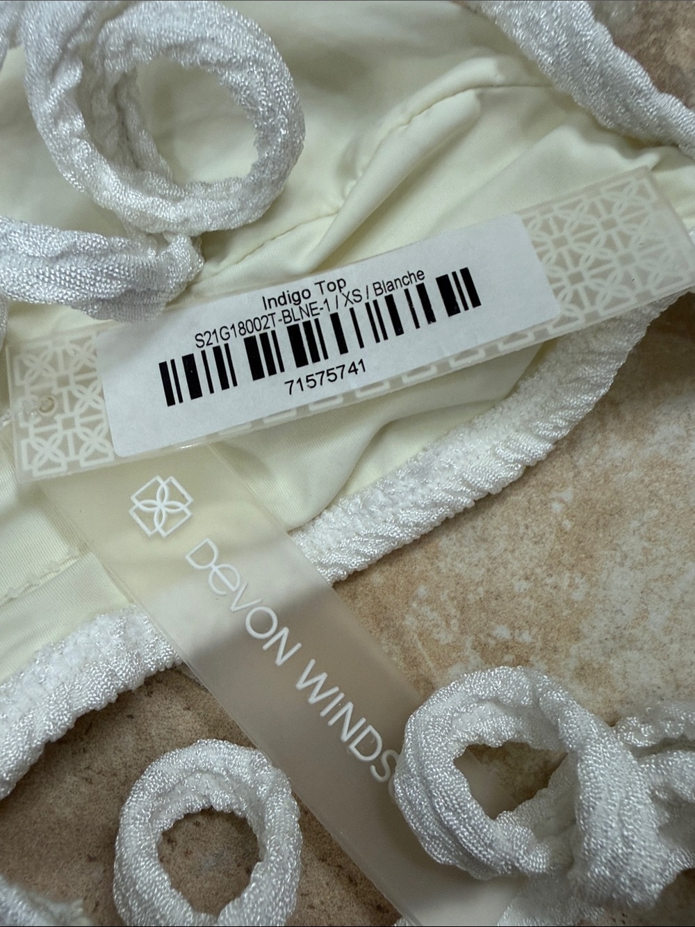 DEVON WINDSOR White Textured Strappy Bikini Top NWT - Picture 2 of 7